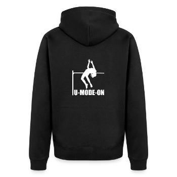 Mode U sur un saut à la perche amusant - Veste à capuche bio Premium Unisexe - noir - Dos - Nico (187cm)