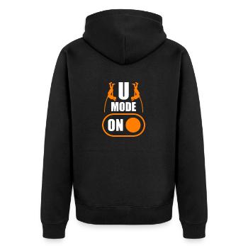 Mode U sur un saut à la perche amusant - Veste à capuche bio Premium Unisexe - noir - Dos - Nico (187cm)