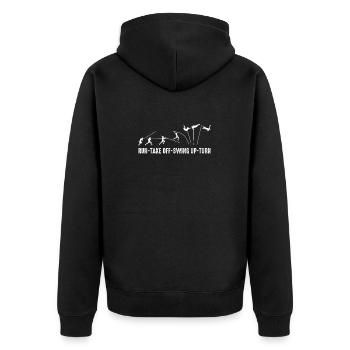 Run Take Off Swing Up Turn Stabhochsprung - Unisex Premium Bio Zip Hoodie - Schwarz - Hinten - Nico (187cm)