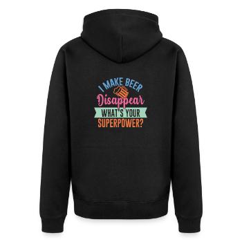 Je fais disparaître la bière - votre superpouvoir? - Veste à capuche bio Premium Unisexe - noir - Dos - Nico (187cm)