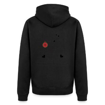 Kalte Hände - warmes Herz - Unisex Premium Bio Zip Hoodie - Schwarz - Hinten - Nico (187cm)