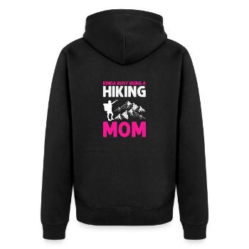 Kinda Busy Being A Hiking MOM Awesome Vintage - Unisex Premium Bio Zip Hoodie - Schwarz - Hinten - Nico (187cm)