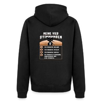 Katze & Kaffee - Meine 4 Stimmungen - Unisex Premium Bio Zip Hoodie - Schwarz - Hinten - Nico (187cm)