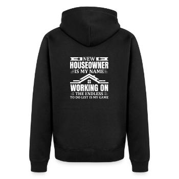 Funny Fresh Homeowner Saying - Unisex Premium Organic Zip Hoodie - black - Back - Nico (187cm)