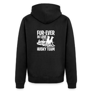 Schlittenhund Fur-Ever In Love With My Husky Team - Unisex Premium Bio Zip Hoodie - Schwarz - Hinten - Nico (187cm)