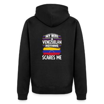 Venezuela Venezuela Venezuela Drapeau ma femme est - Veste à capuche bio Premium Unisexe - noir - Dos - Nico (187cm)
