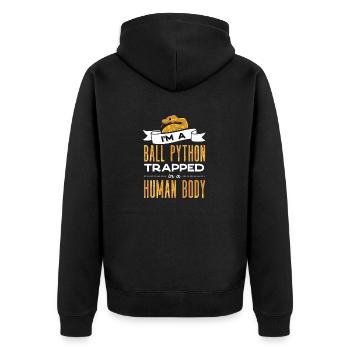 Banana Ball Python Herpetologist Funny Quote - Unisex Premium Organic Zip Hoodie - black - Back - Nico (187cm)