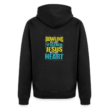 Bowler Gift Bowling est dans Mes Veines Jésus est dans Mes Veines - Veste à capuche bio Premium Unisexe - noir - Dos - Nico (187cm)
