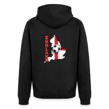 England Flag Map Football For UK Soccer Fans Gift - Unisex Premium Organic Zip Hoodie - black - Back - Nico (187cm)