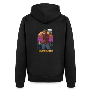 Holzfäller Waldarbeiter Bigfoot Big Foot Brennholz - Unisex Premium Bio Zip Hoodie - Schwarz - Hinten - Nico (187cm)