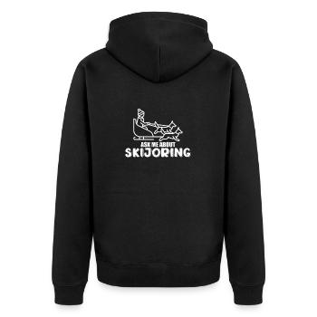 Frag Mich Über Skijoring Husky Schlittenhund - Unisex Premium Bio Zip Hoodie - Schwarz - Hinten - Nico (187cm)