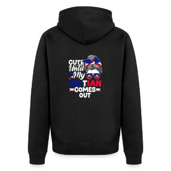 Haïti Haïti Haïti Drapeau Mignon Jusqu’à Mon Haïtien - Veste à capuche bio Premium Unisexe - noir - Dos - Nico (187cm)