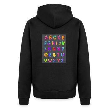 A B C Grerman - Unisex Premium Bio Zip Hoodie - Schwarz - Hinten - Nico (187cm)