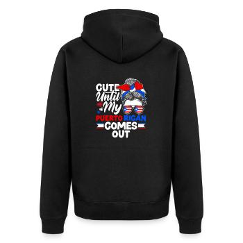 Puerto Rico Boricua Cute Until My Puerto Rican - Unisex Premium Bio Zip Hoodie - Schwarz - Hinten - Nico (187cm)