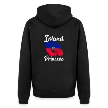 Île Princesse Haïti Haïti Haïti Drapeau - Veste à capuche bio Premium Unisexe - noir - Dos - Nico (187cm)