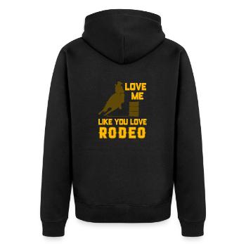 Love Me Like You Love Rodeo Awesome Vaulting - Unisex Premium Organic Zip Hoodie - black - Back - Nico (187cm)