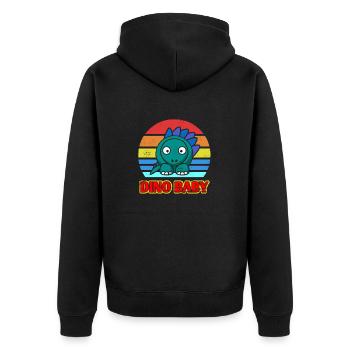 Retro Vintage DINO Baby Cute Cool Dino Designs - Unisex Premium Organic Zip Hoodie - black - Back - Nico (187cm)