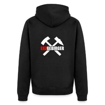 Erzgebirger Heimat Sachsen - Unisex Premium Bio Zip Hoodie - Schwarz - Hinten - Nico (187cm)