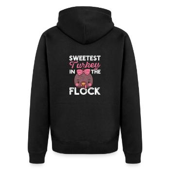 Sweetest turkey in the herd funny Thanksgiving - Unisex Premium Organic Zip Hoodie - black - Back - Nico (187cm)