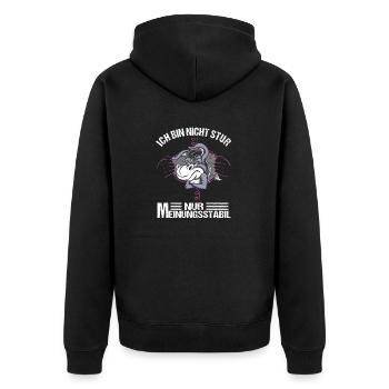 Ich bin nicht stur nur Meinungsstabil Esel Bauer - Unisex Premium Bio Zip Hoodie - Schwarz - Hinten - Nico (187cm)