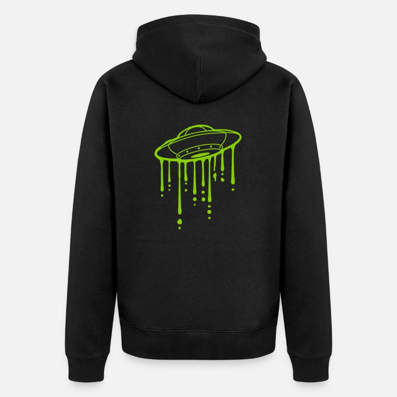 Graffiti Slime Gouttes OVNI - Veste à capuche bio Premium Unisexe - noir