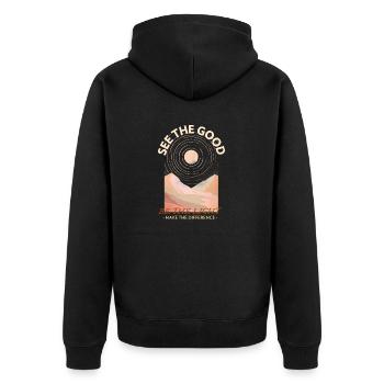 See the Good - Unisex Premium Organic Zip Hoodie - black - Back - Nico (187cm)