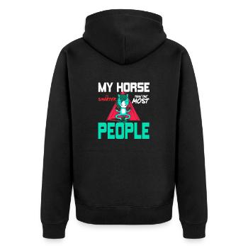 My Horse Is Smarter Than The Most People Funny - Unisex Premium Organic Zip Hoodie - black - Back - Nico (187cm)