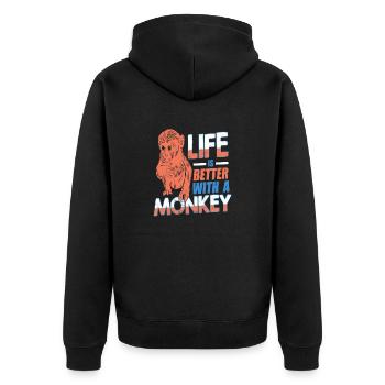 Life Is Better With A Monkey Retro Awesome - Unisex Premium Organic Zip Hoodie - black - Back - Nico (187cm)