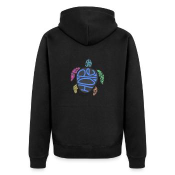 Awesome Save The Turtles Design Retro T-Shirt - Unisex Premium Bio Zip Hoodie - Schwarz - Hinten - Nico (187cm)