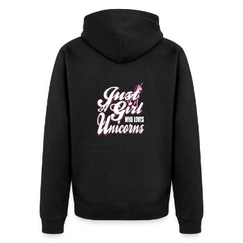 Juste une fille qui aime les licornes mignon génial - Veste à capuche bio Premium Unisexe - noir - Dos - Nico (187cm)