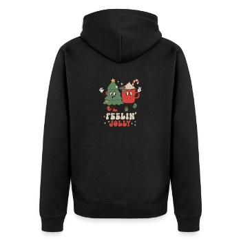 Feeling Jolly Weihnachten Retro Weihnachtslied - Unisex Premium Bio Zip Hoodie - Schwarz - Hinten - Nico (187cm)
