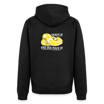 Banana Ball Python Snake It Till You Make It - Unisex Premium Organic Zip Hoodie - black - Back - Nico (187cm)