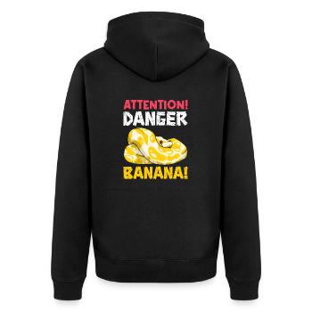 Banana Ball Python Achtung Gefährliche Banane - Unisex Premium Bio Zip Hoodie - Schwarz - Hinten - Nico (187cm)