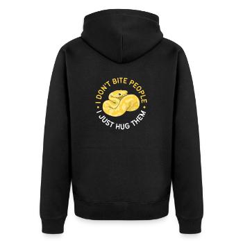 Banana Ball Python Ich Beiße Nicht Ich Umarme Nur - Unisex Premium Bio Zip Hoodie - Schwarz - Hinten - Nico (187cm)
