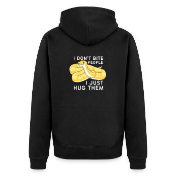 Banana Ball Python Ich Beiße Nicht Ich Umarme Nur - Unisex Premium Bio Zip Hoodie - Schwarz - Hinten - Nico (187cm)