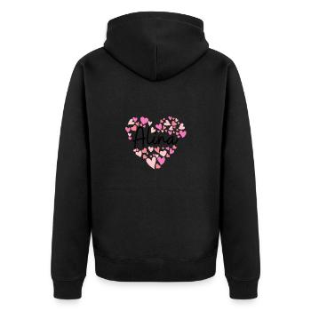 Ich liebe Alina - Herzen für Alina - Unisex Premium Bio Zip Hoodie - Schwarz - Hinten - Nico (187cm)
