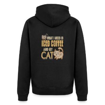 Ce dont j’ai besoin, c’est d’un café glacé et d’un t-shirt pour chat - Veste à capuche bio Premium Unisexe - noir - Dos - Nico (187cm)