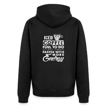 Carburant de café glacé pour faire stupide vintage drôle - Veste à capuche bio Premium Unisexe - noir - Dos - Nico (187cm)