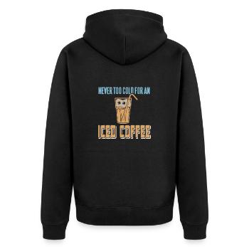 Never Too Cold For An Iced Coffee Retro Awesome - Unisex Premium Organic Zip Hoodie - black - Back - Nico (187cm)