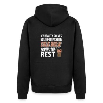 Cold Brew résout le reste du problème drôle - Veste à capuche bio Premium Unisexe - noir - Dos - Nico (187cm)