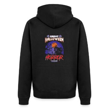 Happy Halloween Party Hexe Fledermaus Grusel Spuk - Unisex Premium Bio Zip Hoodie - Schwarz - Hinten - Nico (187cm)
