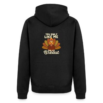You like me funny only for my breast - Unisex Premium Organic Zip Hoodie - black - Back - Nico (187cm)