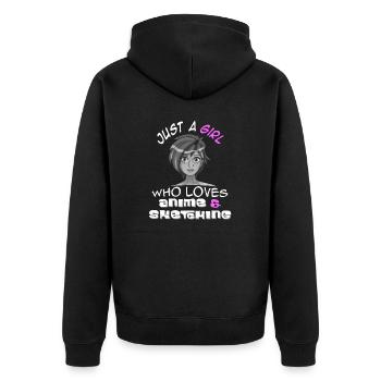 Just a Girl who loves Anime & Sketching - Unisex Premium Organic Zip Hoodie - black - Back - Nico (187cm)
