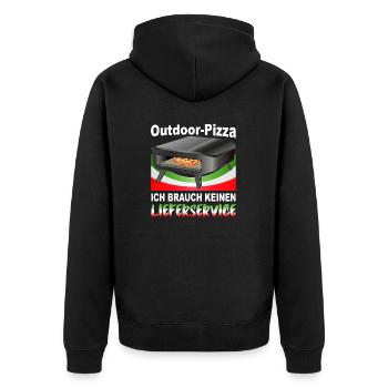 Outdoor Pizza - ich brauch keinen Lieferdienst! - Unisex Premium Bio Zip Hoodie - Schwarz - Hinten - Nico (187cm)