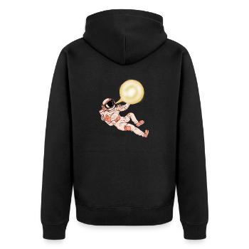 Astronaut mit Raumanzug Mond Raumfahrt Raumschiff - Unisex Premium Bio Zip Hoodie - Schwarz - Hinten - Nico (187cm)