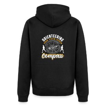 Find Your Inner Compass Orienteer Running - Unisex Premium Organic Zip Hoodie - black - Back - Nico (187cm)