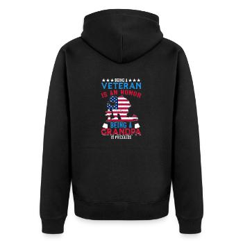 American Veterans America USA Fight - Unisex Premium Organic Zip Hoodie - black - Back - Nico (187cm)