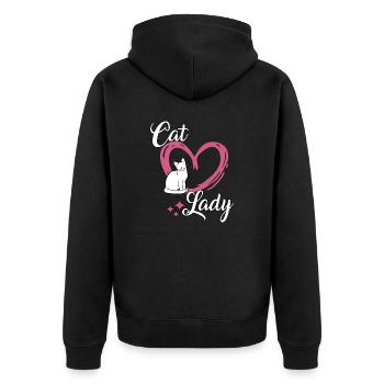 Niedliches Katzen Spruch Outfit Cat Lady Katzen - Unisex Premium Bio Zip Hoodie - Schwarz - Hinten - Nico (187cm)