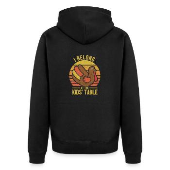 I belong to the children's table Funny Turkey Hand - Unisex Premium Organic Zip Hoodie - black - Back - Nico (187cm)
