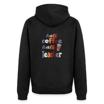 Moitié café moitié infirmière pour les infirmières accros au café - Veste à capuche bio Premium Unisexe - noir - Dos - Nico (187cm)